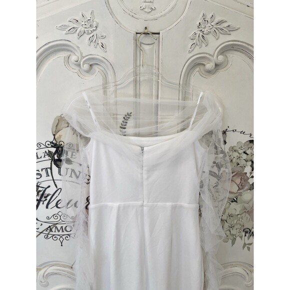 Lulus Beautifully Beloved Dress Women's M White Off the Shoulder Wedding NWT - Picture 9 of 13